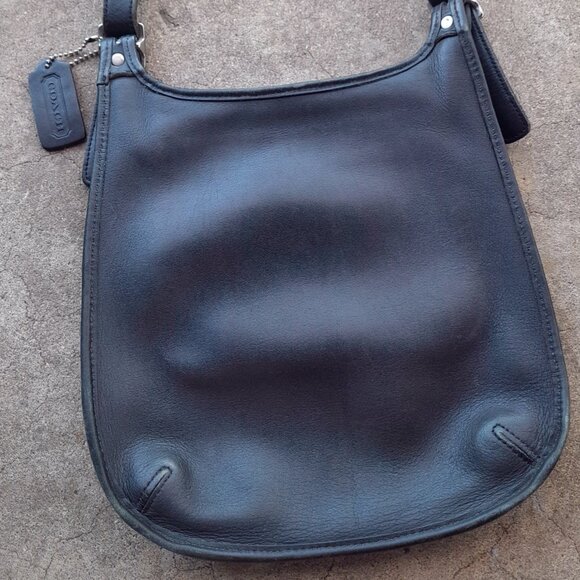 Vintage Coach Slim Hippie Flap Saddle Bag Black,VIEW PICS+DESCRIPTION - Picture 10 of 15
